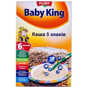Каша безмолочная детская FLORY (ФЛОРИ) Baby King (Беби Кинг) 5 злаков для детей с 6-ти месяцев 160г