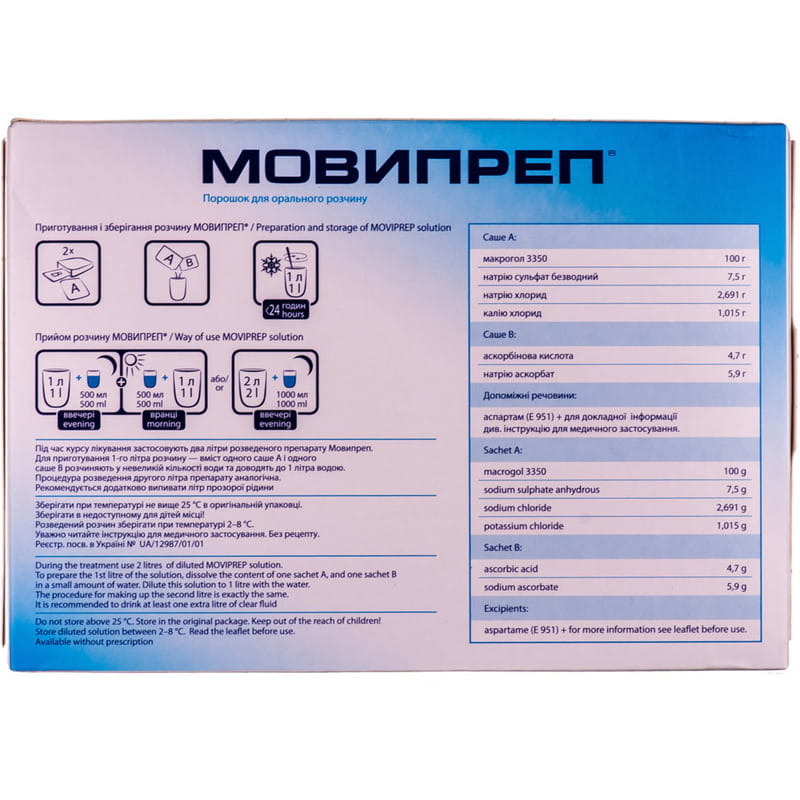 Мовипреп одноэтапная утренняя схема