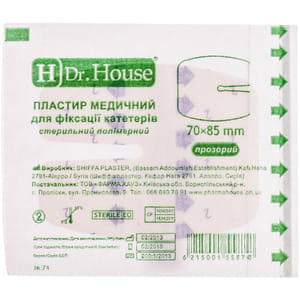 Пластырь Dr. House (Доктор Хаус) медицинский для фиксации катеторов нетканный стерильный размер 70мм x 85мм 10 шт