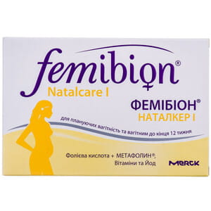 Дієтична добавка для жінок плануючих вагітність та вагітних до кінця 12 тижня Фемібіон Наталкер I таблетки з вітаміном С блістер 30 шт