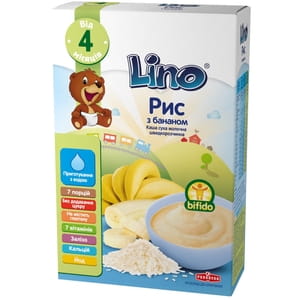 Каша молочная детская LINO (Лино) рисовая с бананом с молочной смесью для детей с 4-х месяцев 200 г