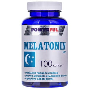 Капсулы мягкого успокоительного действия POWERFUL (Поверфул) с содержанием мелатонина 1 мг Мелатонин банка 100 шт