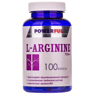 Капсулы POWERFUL (Поверфул) с содержанием L-аргинин 750 мг L-аргинин банка 100 шт