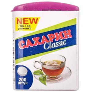 Підсолоджувач Сахарин CLASSIK FLIP-TOP таблетки 0,1 г банка 200 шт