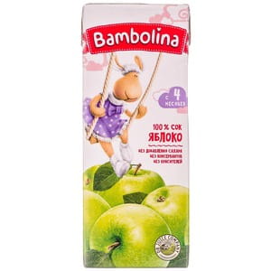 Сок детский BAMBOLINA (Бамболина) яблочный с 4-х месяцев 200 мл