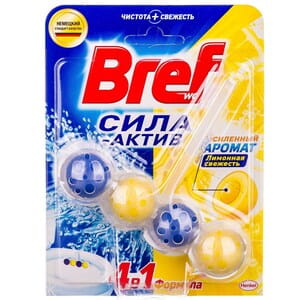 Подвесной туалетный блок BREF (Бреф) Сила Актив Лимонная свежесть 50 г