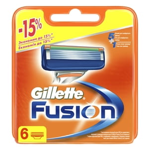 Кассеты сменные для бритья GILLETTE Fusion (Жиллет Фьюжин) 6 шт