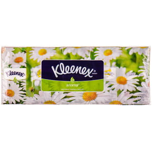 Платочки носовые бумажные KLEENEX (Клинекс) Aroma с ароматом ромашки 10 упаковок по 10 шт