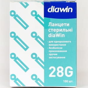 Ланцет медичний стерильний Diawin (Діавін) розмір голки 28G 100 шт