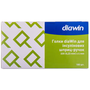 Голки для інсулінових шприц-ручок Diawin (Діавін) розмір 32G (0,23 мм x 4 мм) 100 шт