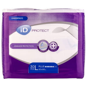 Пелюшки гігієнічні вбираючі ID Protect plus (Айді протект плюс) розмір 60см x 90см упаковка 30 шт
