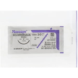 Шовный материал хирургический Novosyn (Новосин) (викрил) размер USP3/0 (2) длина 70см,игла обратно-режущая 24 мм,3/8 круга,фиолетовый DS24 1 шт