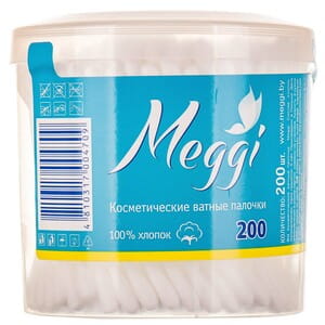 Ватные палочки Meggi (Мэгги) косметические в банке 200 шт