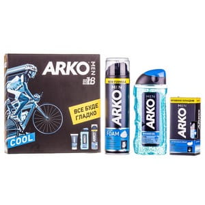 Набор подарочный ARKO Men (Арко мэн) Cool (Кул): Пена для бритья Cool 200 мл + Гель для душа Cool 250 мл + Крем после бритья Cool 50 мл