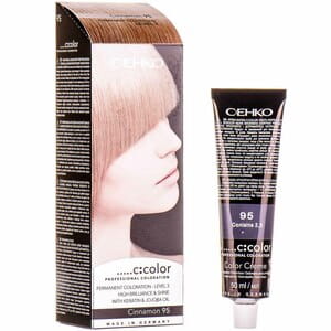 Крем-краска для волос C:EHKO (Цеко) C:COLOR цвет 95 корица: крем-краска туба 50 мл + окислитель 50 мл + бальзам для волос 10 мл + перчатки