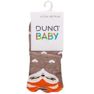 Носки для младенцев DUNA (Дюна) 4005 с лисичками демисезонные хлопковые цвет темно-бежевый размер (стопа) 10-12 см 1 пара