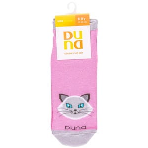 Носки детские DUNA (Дюна) 4201 короткие с котиком демисезонные хлопковые цвет розовый размер (стопа) 20-22 см 1 пара