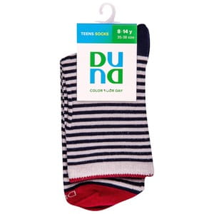 Носки детские DUNA (Дюна) 4256 в серую полосочку демисезонные хлопковые цвет светло-серый размер (стопа) 22-24 см 1 пара