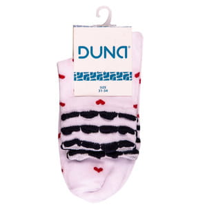 Носки детские DUNA (Дюна) 957 с сердечками демисезонные хлопковые цвет белый размер (стопа) 20-22 см 1 пара