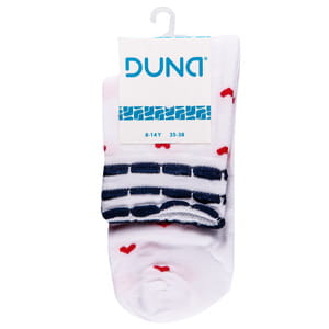 Носки детские DUNA (Дюна) 957 с сердечками демисезонные хлопковые цвет белый размер (стопа) 22-24 см 1 пара