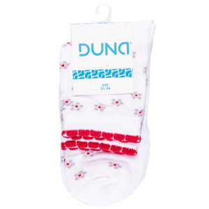Носки детские DUNA (Дюна) 958 с цветочками демисезонные хлопковые цвет белый размер (стопа) 20-22 см 1 пара