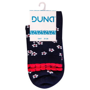 Носки детские DUNA (Дюна) 958 с цветочками демисезонные хлопковые цвет темно-синий размер (стопа) 20-22 см 1 пара