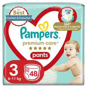 Подгузники-трусики для детей PAMPERS Premium Care (Памперс Премиум) Pants 3 от 6 до 11 кг 48 шт