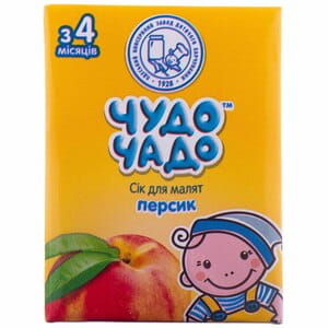 Сік дитячий ЧУДО-ЧАДО персиковий з м'якоттю, цукром та вітаміном С з 4 місяців 200 мл