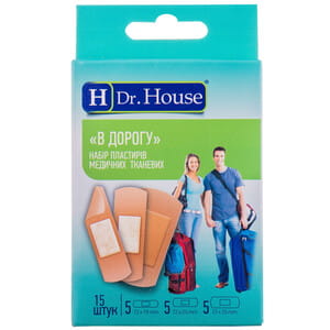 Пластир медичний Dr. House (Доктор Хаус) набір тканиний В дорогу 15 шт