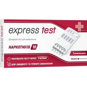 Тест мультипанель Express Test (Экспресс тест) для одновременного определения 10 наркотиков в моче 1 шт