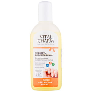 Жидкость для снятия лака VITAL CHARM (Витал Шарм) 3 в1 Лимон 100 мл