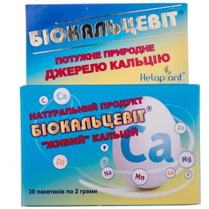 Биокальцевит порошок для внутреннего применения добавка диетическая кальцийсодержащая в пакетах по 2 г 30 шт