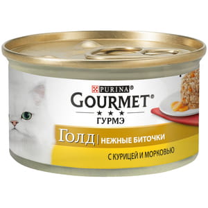 Консерва для котов PURINA (Пурина) Gourmet Gold (Гурмэ голд) Нежные биточки с курицей и морковью 85 г