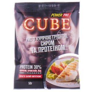 Каша рисовая POWER PRO (Павер про) CUBE 30% протеина с куриной грудкой и сыром 50г