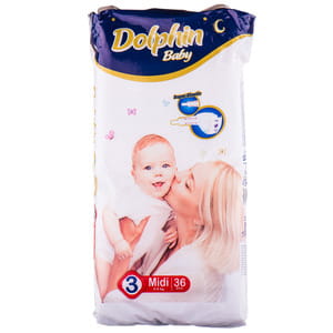 Подгузники для детей DOLPHIN BABY (Долфин Беби) 3 Midi (Миди) от 4 до 9 кг 36 шт