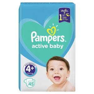 Подгузники для детей PAMPERS Active Baby (Памперс Актив Бэби) 4+ плюс от 10 до 15 кг 45 шт