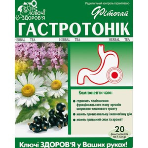 Фіточай Ключі Здоров'я Гастротонік в фільтр-пакетах по 1,5 г 20 шт