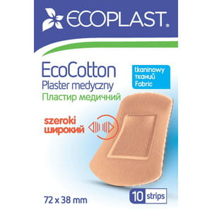 Пластырь медицинский Ecoplast (Экопласт) набор на тканевой основе размер 72 мм х 38 мм 10 шт