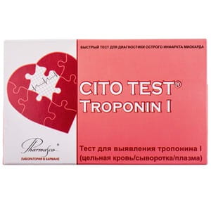 Тест CITO TEST (Ціто тест) Troponin I (Тропонін І) для визначення тропоніну в цільній крові, сироватці та плазмі 1 шт