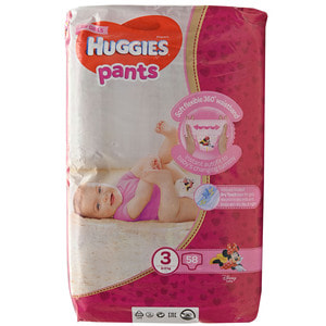 Подгузники-трусики для детей HUGGIES (Хаггис) Pants (Пентс) 3 для девочек от 6 до 11 кг 58 шт