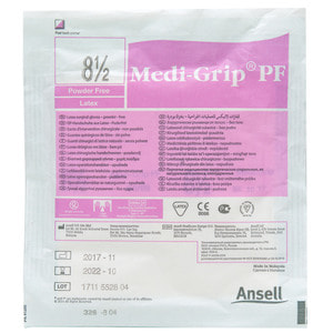 Перчатки хирургические стерильные латексные неприпудренные Medi-Grip PF (Меди-грип) размер 8,5 1 пара