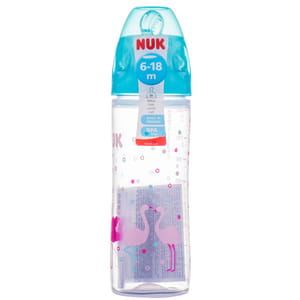 Пляшечка для годування NUK (Нук) First Choice New Classic Перший вибір пластикова 250 мл для дівчинки з силіконовою соскою розмір 2 M (з 6 місяців)