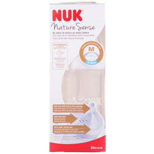 Бутылочка для кормления NUK (Нук) Nature Sense пластиковая 260 мл с силиконовой соской для детей с 6 до 18 месяцев для молока