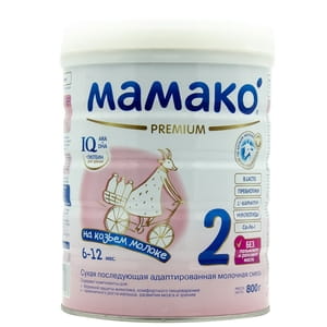 Смесь молочная детская МАМАКО 2 Premium (Премиум) сухая адаптированная на основе козьего молока для детей с 6 до 12 месяцев 800 г