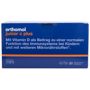 Ортомол Джуніор С плюс (Orthomol junior С plus) для підвищення імунітету таблетки жувальні смак апельсину з вітаміном С,  Д, цинком на курс 30 днів