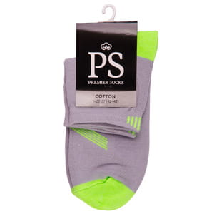 Носки мужские PS (Премьер сокс) Премиум арт. 558N демисезонные спорт цвет серый размер (стопа) 27 см 1 пара