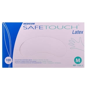 Перчатки латексные смотровые неприпудренные нестерильные Medicom (Медиком) SafeTouch (Сейфтач) текструрированные размер M 1 пара