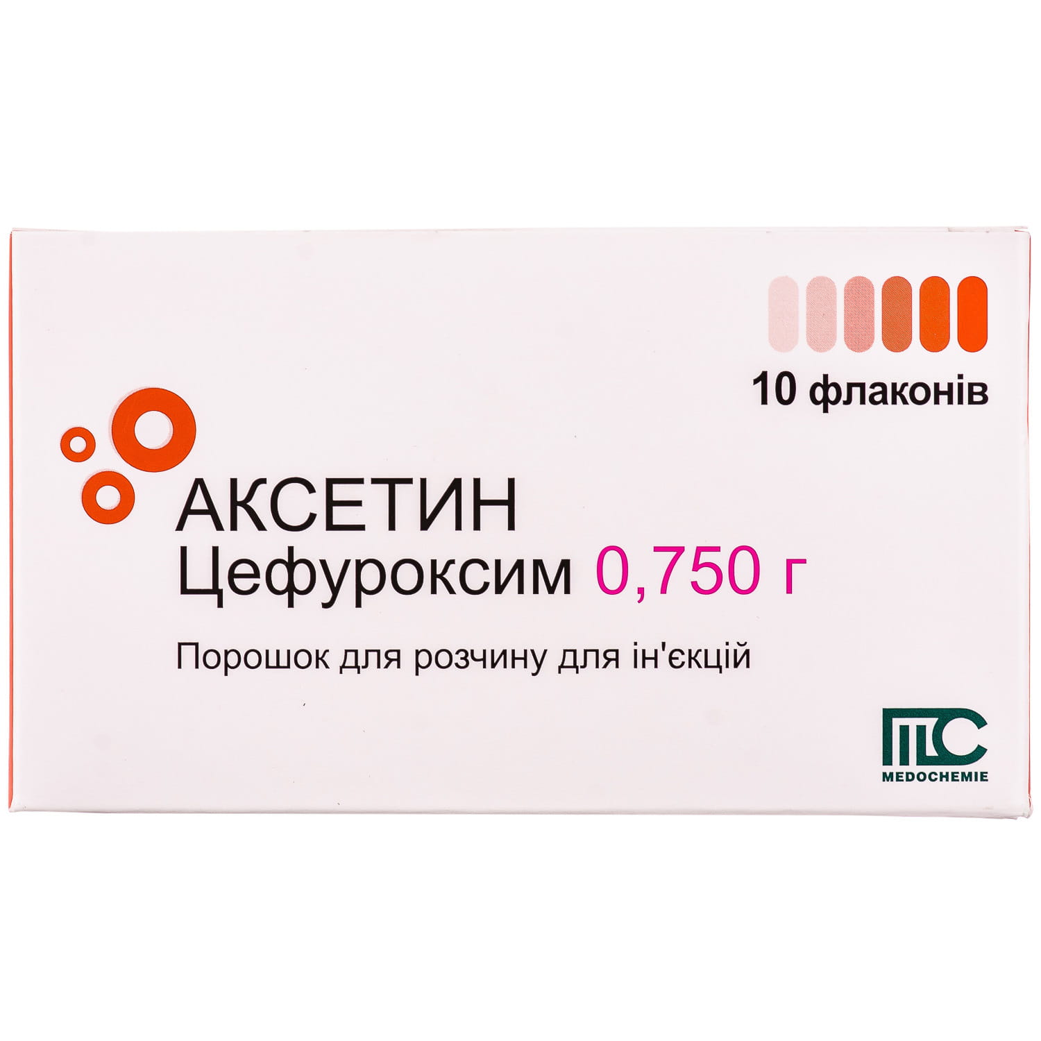 Аксетин порошок для раствора для инъекций по 0,75 г в флаконе 10 шт  (5290931004368) Медокеми (Кипр) - инструкция, купить по низкой цене в  Украине | Аналоги, отзывы - МИС Аптека 9-1-1
