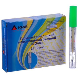 Термометр ртутный медицинский максимальный стеклянный Igar (Игар) 1 шт