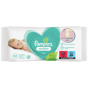 Серветки вологі дитячі PAMPERS (Памперс) Sensitive (Сенситив) упаковка 52 шт